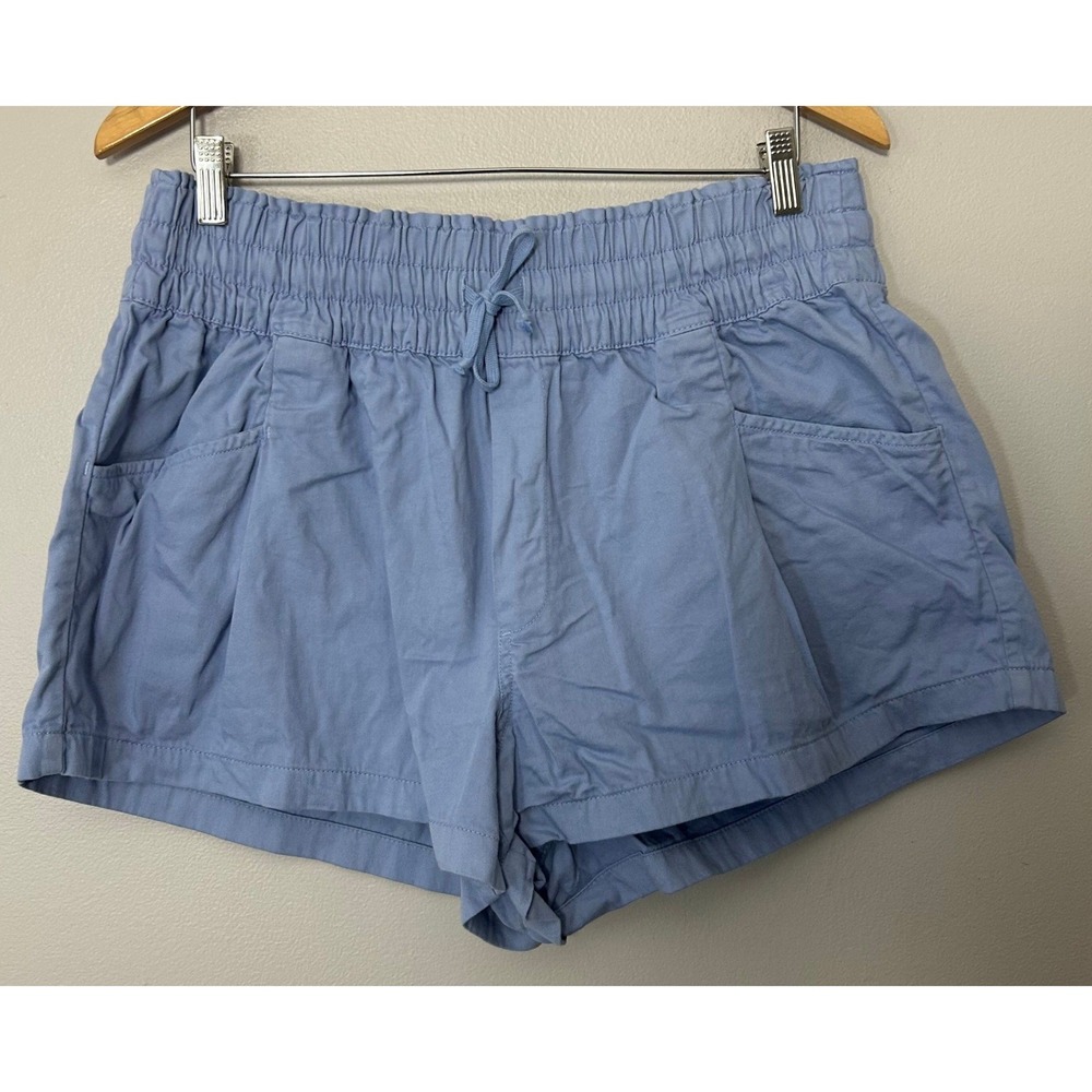 Aerie Shorts Flowy Boho Women L Blue Smocked Elastic Waist Cotton Casual Lounge